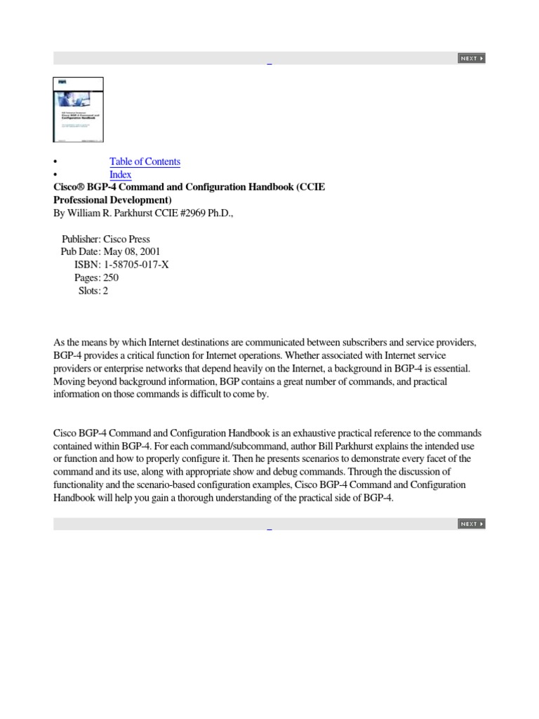 cisco bgp-4 command and configuration handbook ccie professional development